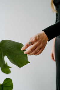 Picture of the Chaya ring, a Nelumbo jewelry piece, handmade from 925 sterling silver